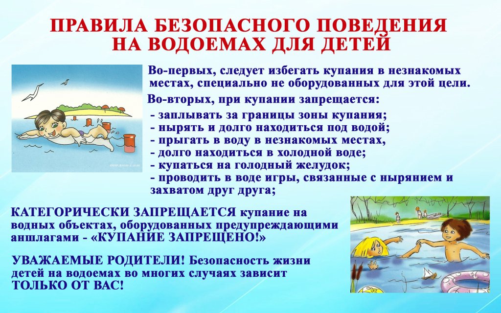 Правила поведения на водных объектах в летний период..